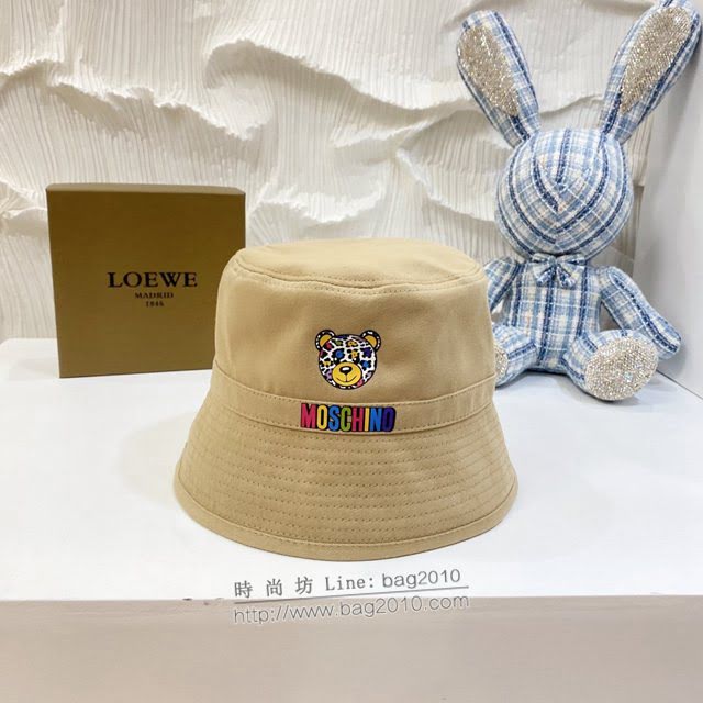 Moschino男女同款帽子 莫斯奇諾小熊圖案簡約款漁夫帽遮陽帽  mm1192